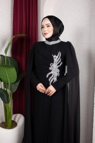 Feray Tesettür Abiye - Siyah