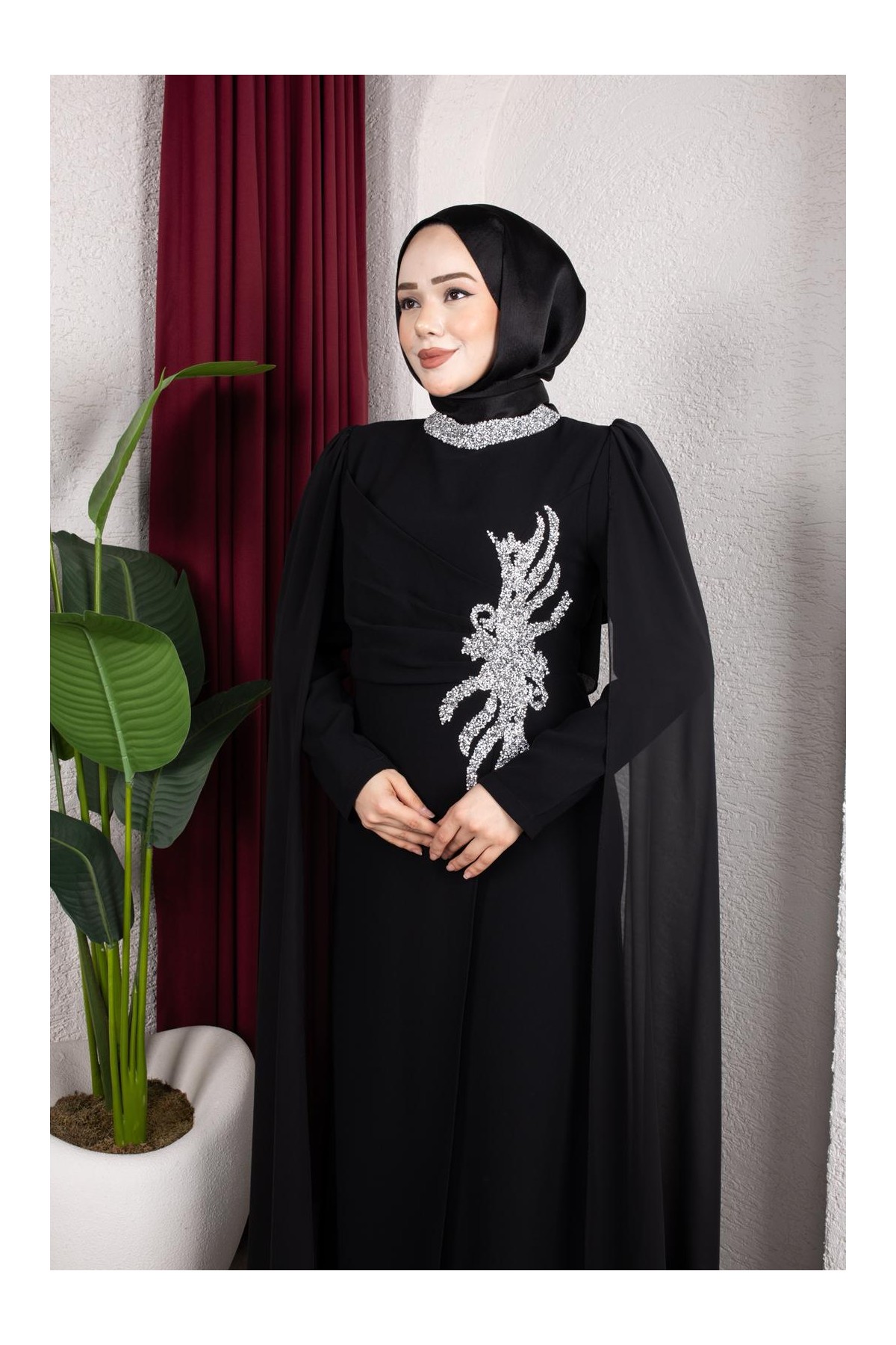 Feray Tesettür Abiye - Siyah