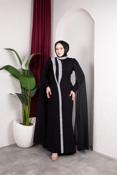 Afra Tesettür Abiye - Siyah