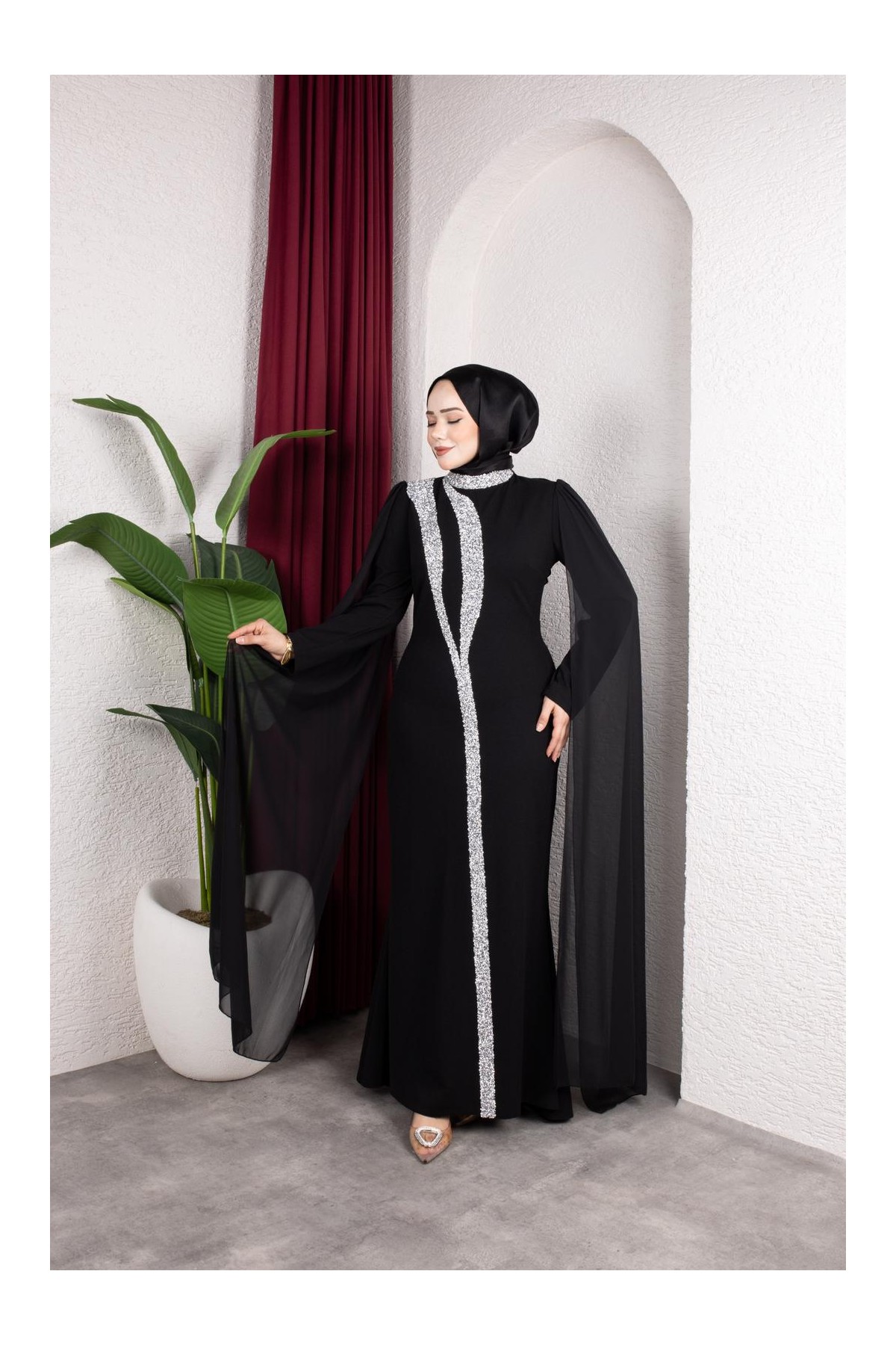 Afra Tesettür Abiye - Siyah