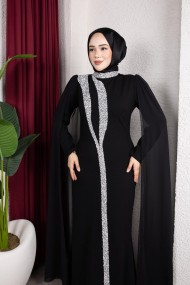 Afra Tesettür Abiye - Siyah