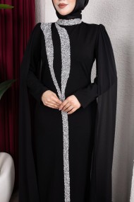 Afra Tesettür Abiye - Siyah