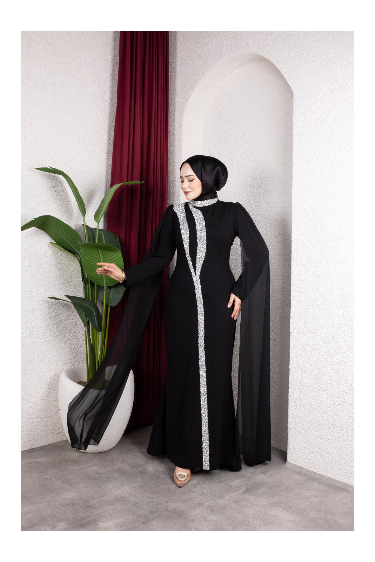 Afra Tesettür Abiye - Siyah