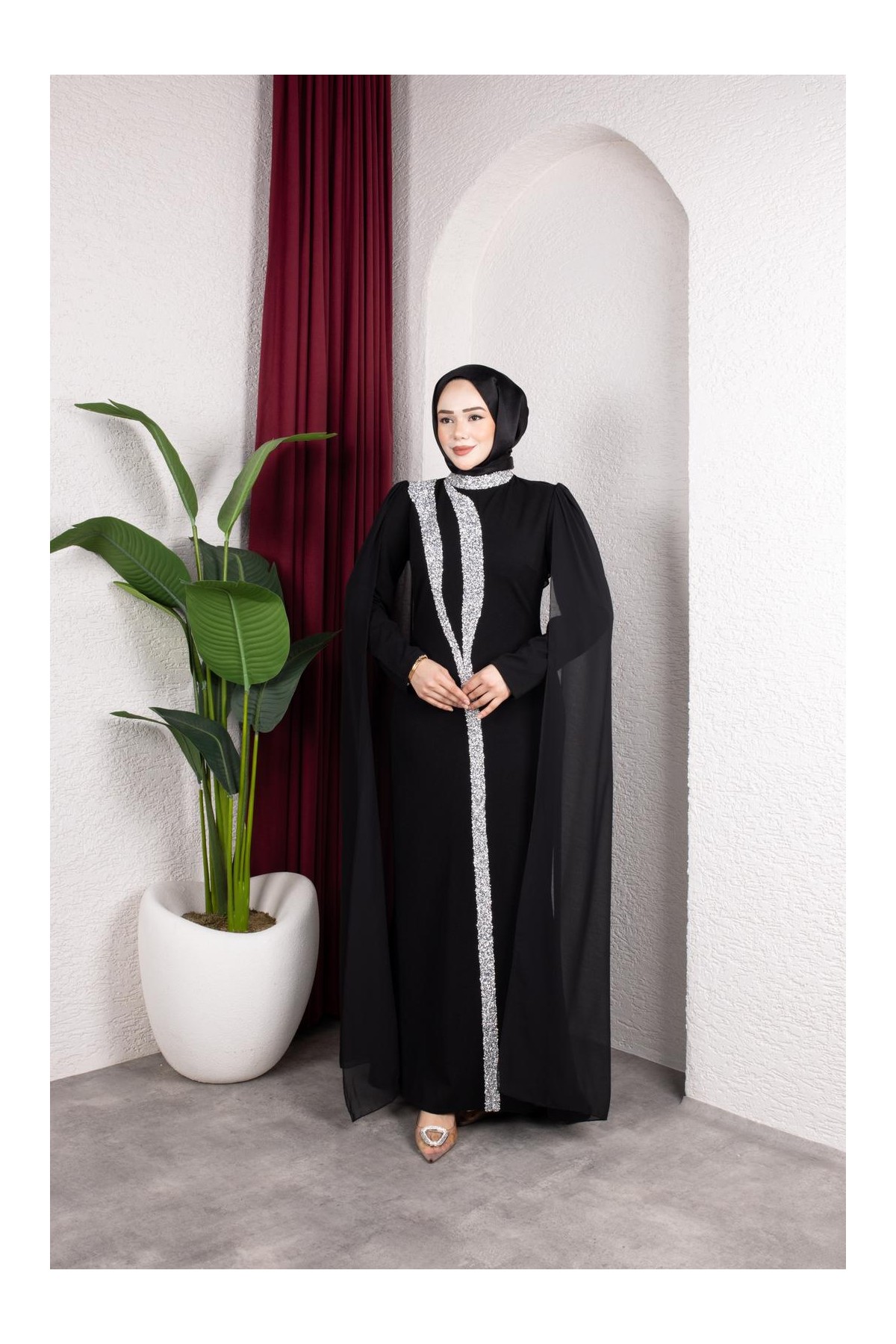 Afra Tesettür Abiye - Siyah