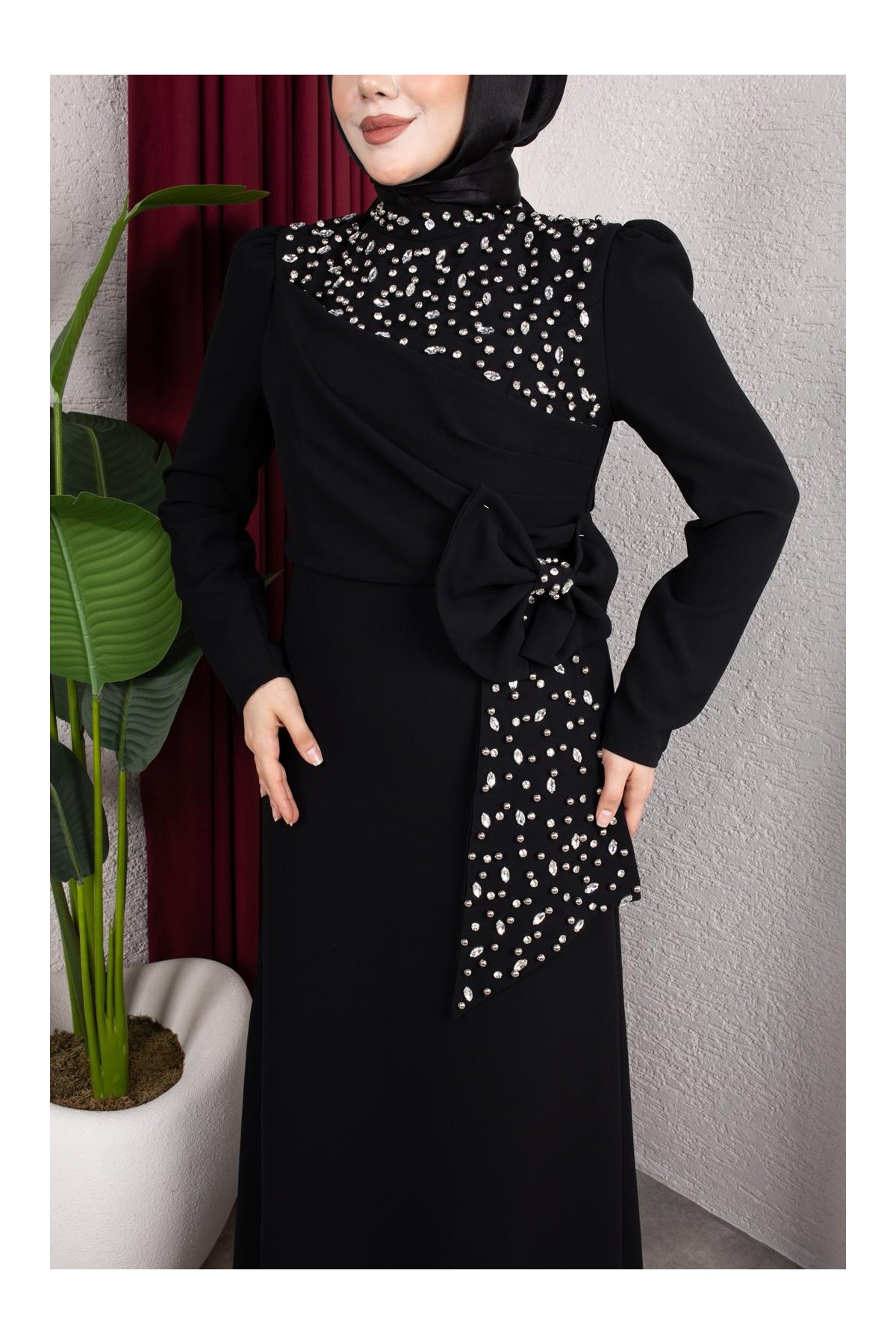 Kumsal Tesettür Abiye - Siyah