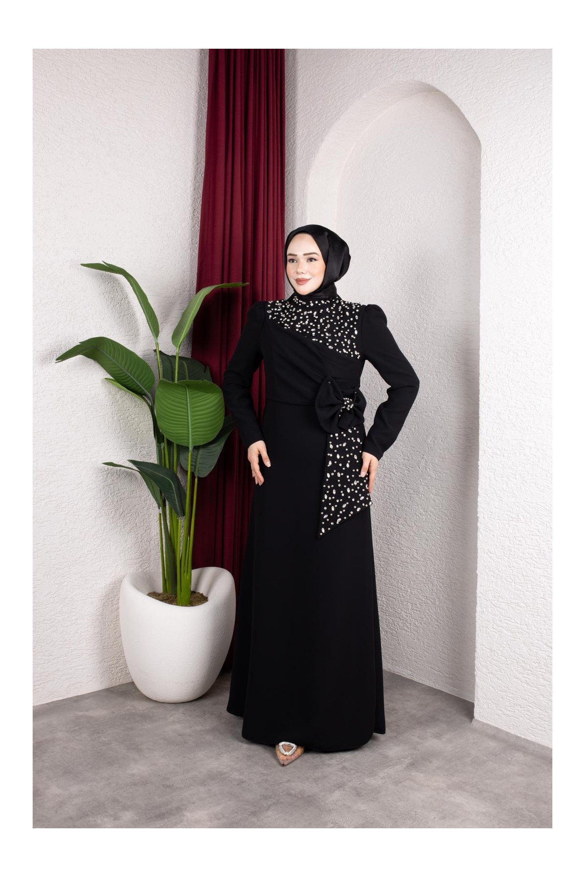 Kumsal Tesettür Abiye - Siyah