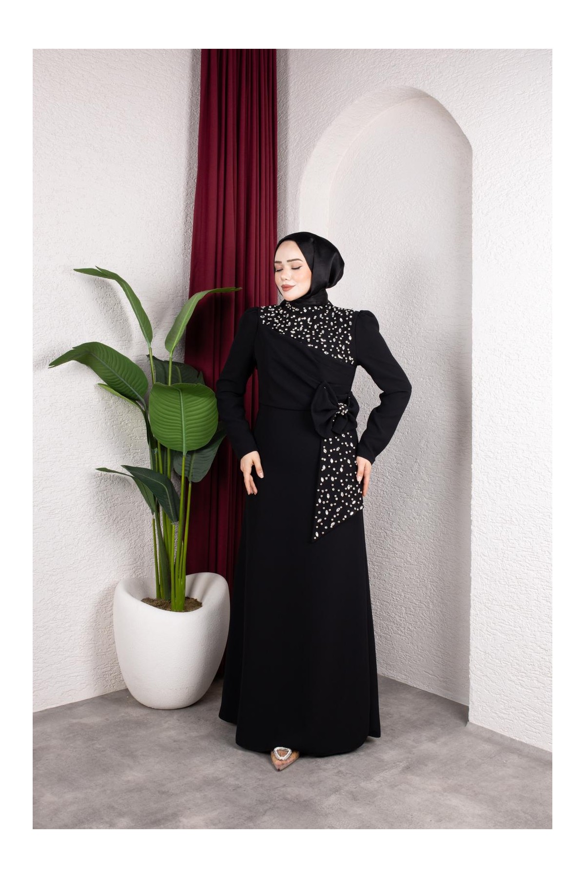 Kumsal Tesettür Abiye - Siyah