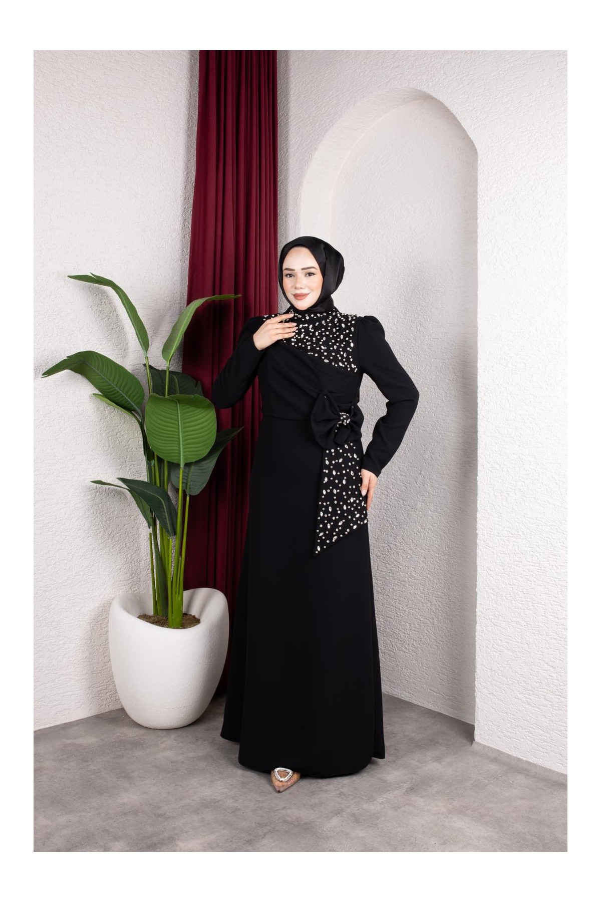 Kumsal Tesettür Abiye - Siyah