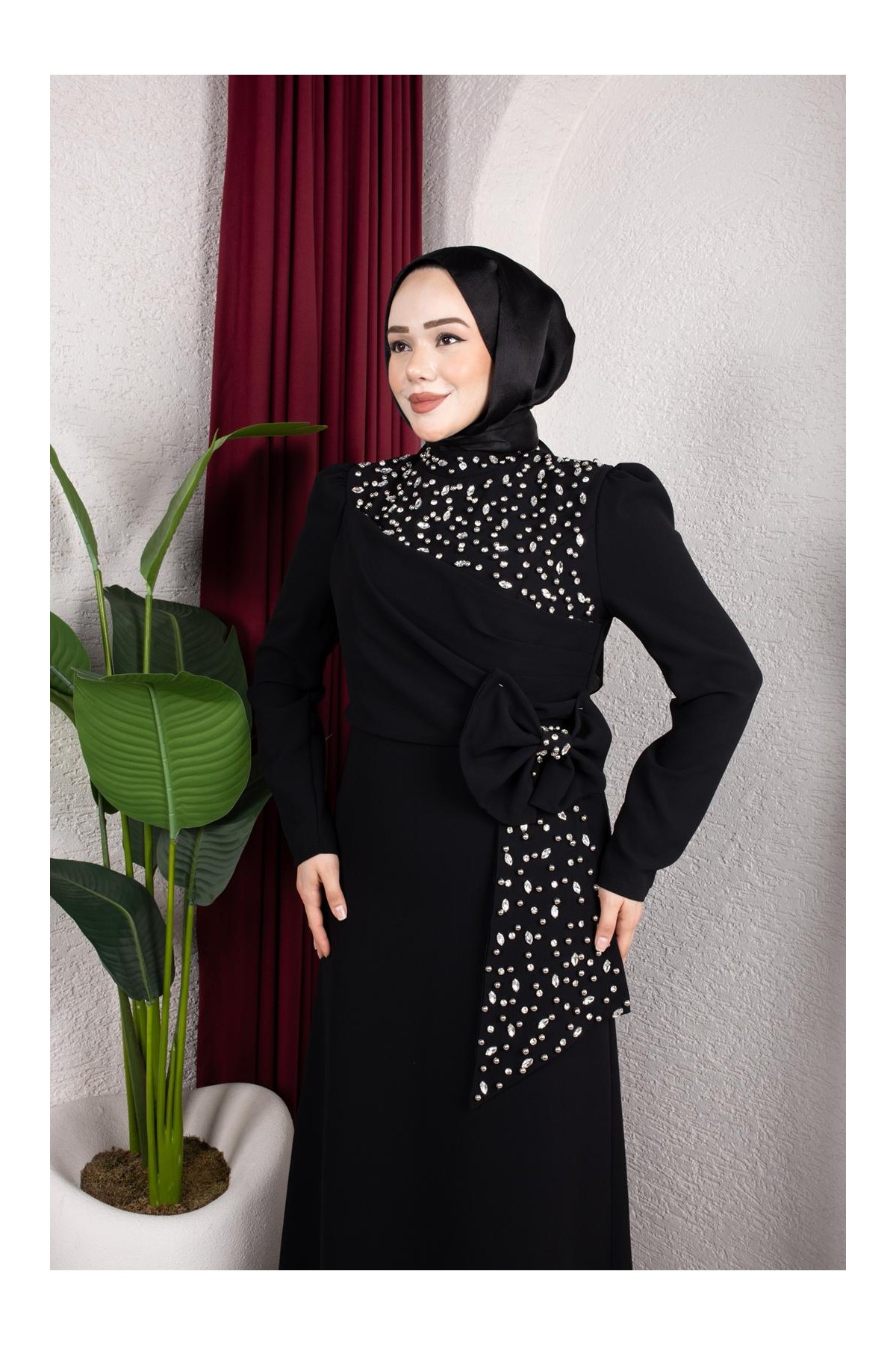 Kumsal Tesettür Abiye - Siyah