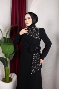 Kumsal Tesettür Abiye - Siyah