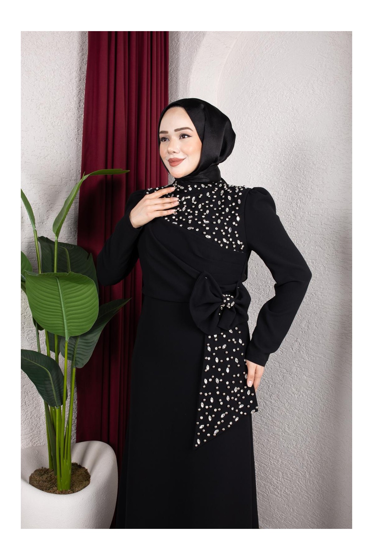 Kumsal Tesettür Abiye - Siyah