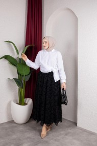 Yandan Bağlama Detaylı Gömlek - Beyaz