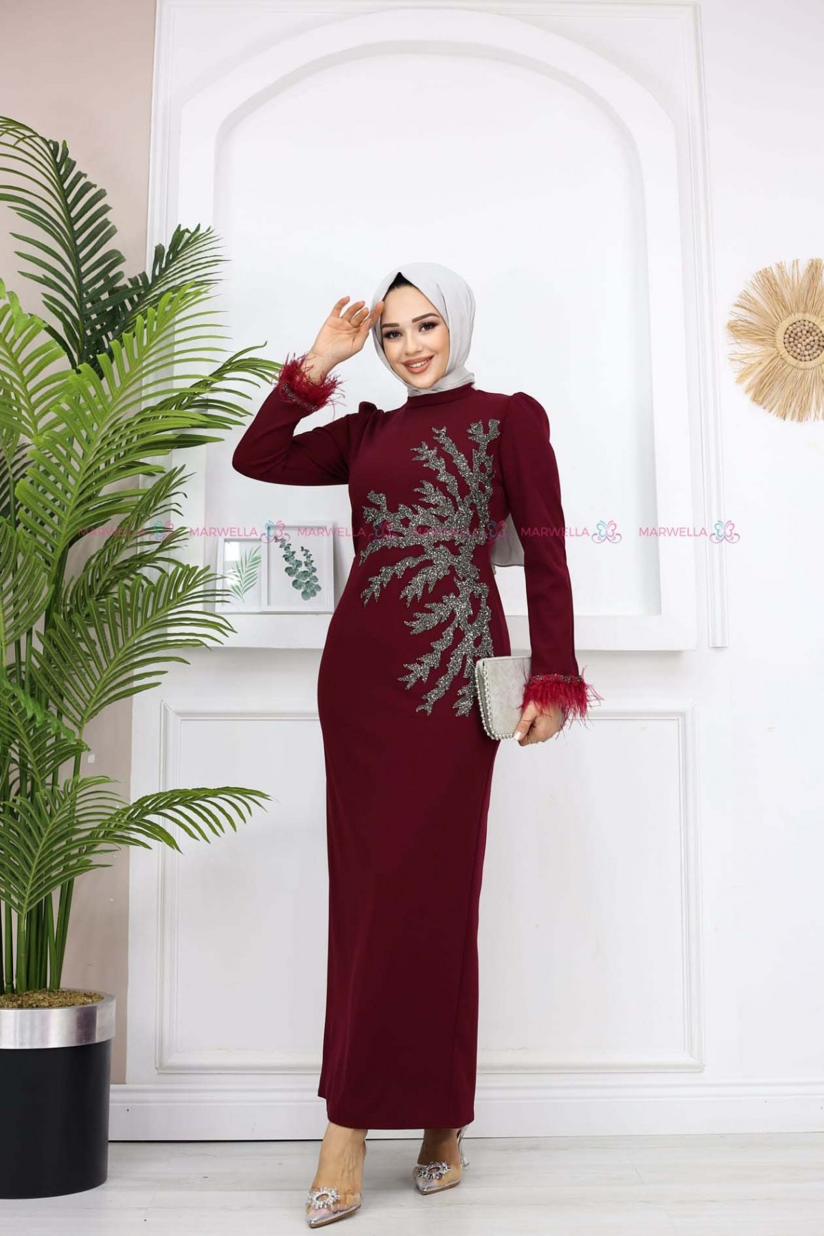 Fadik Tesettür Abiye - Bordo