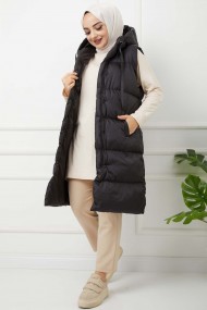 İp Detaylı Şişme Yelek - Siyah