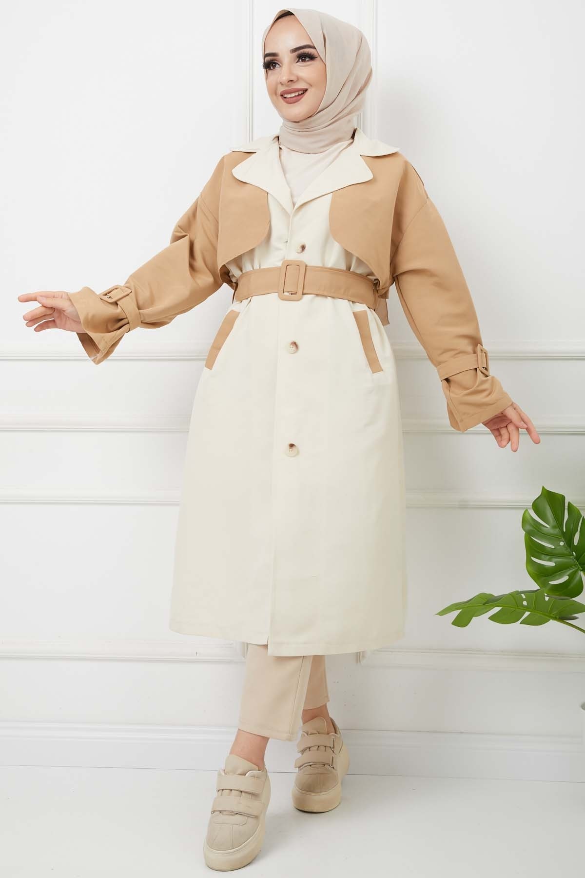 Kanvas Trençkot - Camel