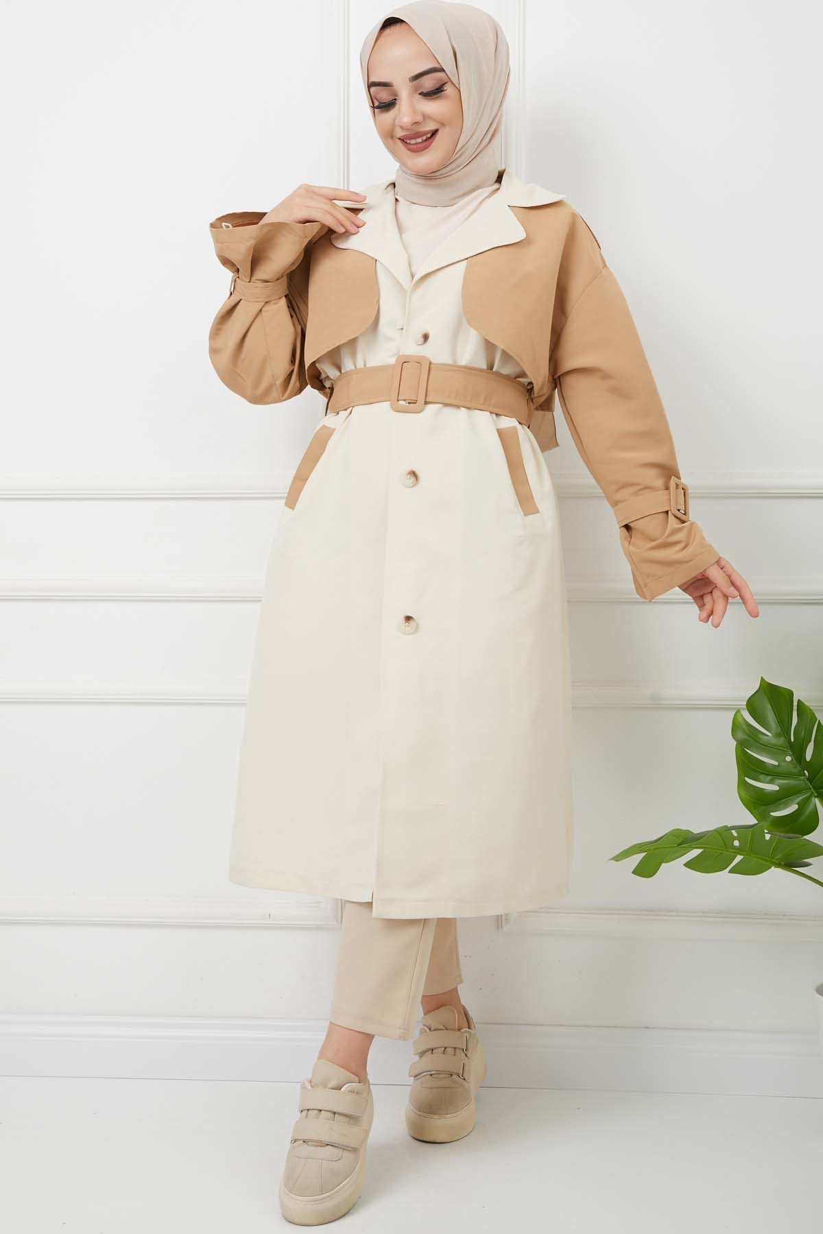 Kanvas Trençkot - Camel