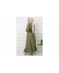 PonPon İşlemeli Elbise - Haki