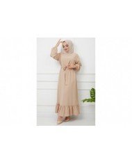 PonPon İşlemeli Elbise - Bej