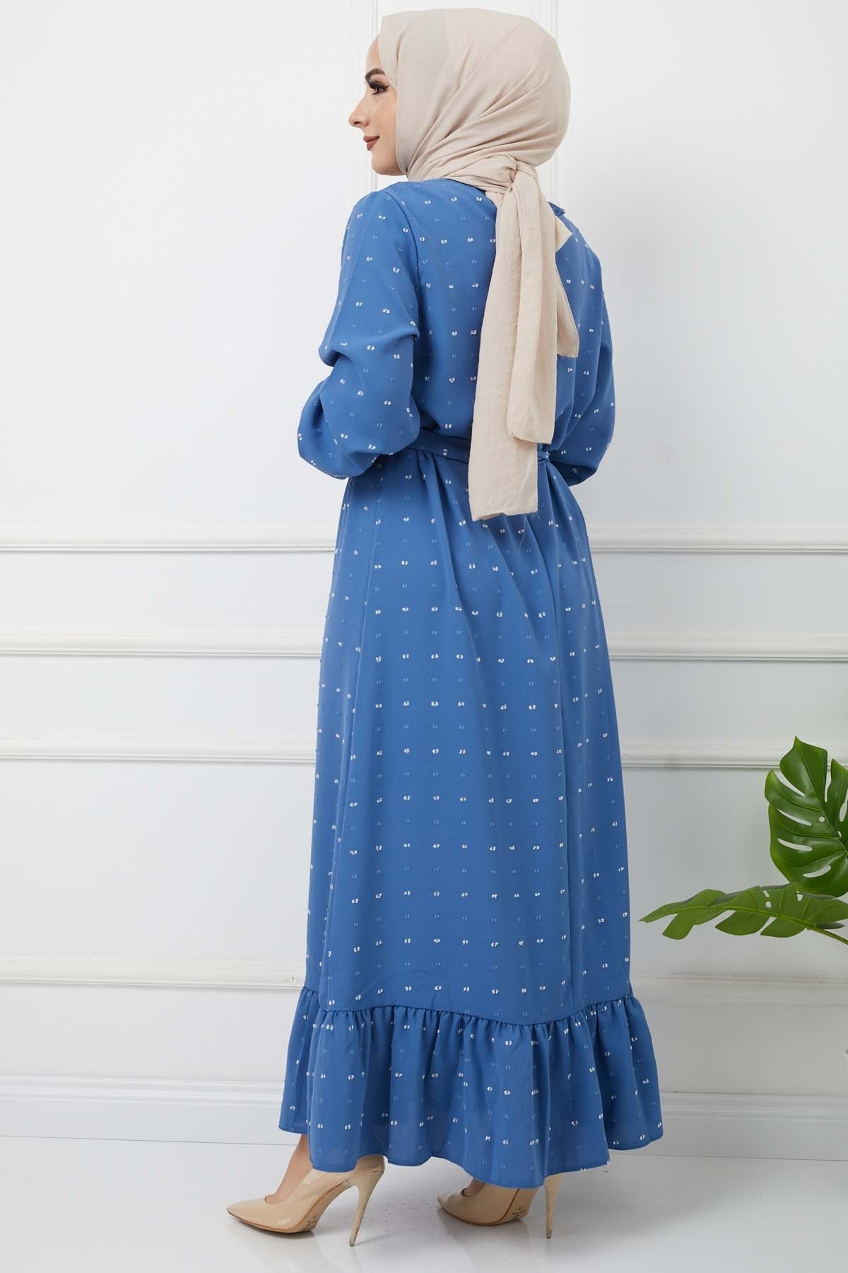 PonPon İşlemeli Elbise - İndigo