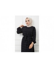 PonPon İşlemeli Elbise - Siyah