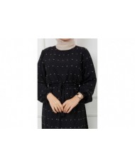 PonPon İşlemeli Elbise - Siyah
