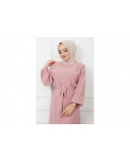 PonPon İşlemeli Elbise - Gül Kurusu