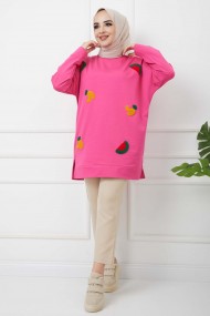 Meyve Nakışlı Tunik - Fuşya