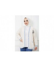 Çizgili Çift Cepli Triko Hırka