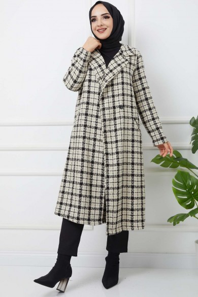 Ekose Kaşe Kaban - Yeşil