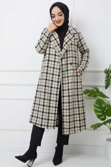 Ekose Kaşe Kaban - Yeşil