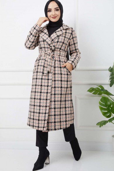 Ekose Kaşe Kaban - Oranj