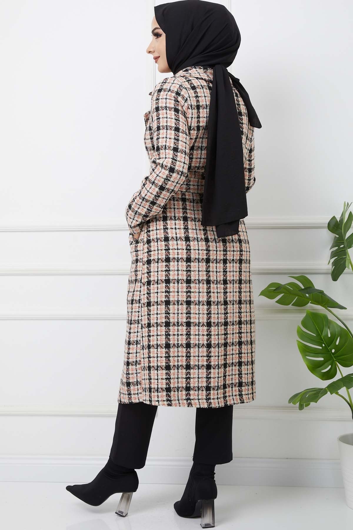 Ekose Kaşe Kaban - Oranj