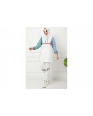 Garnili Şerit Detaylı Takım - Beyaz