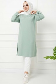 Baskılı Uzun Tunik - Yeşil