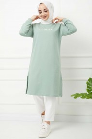 Baskılı Uzun Tunik - Yeşil