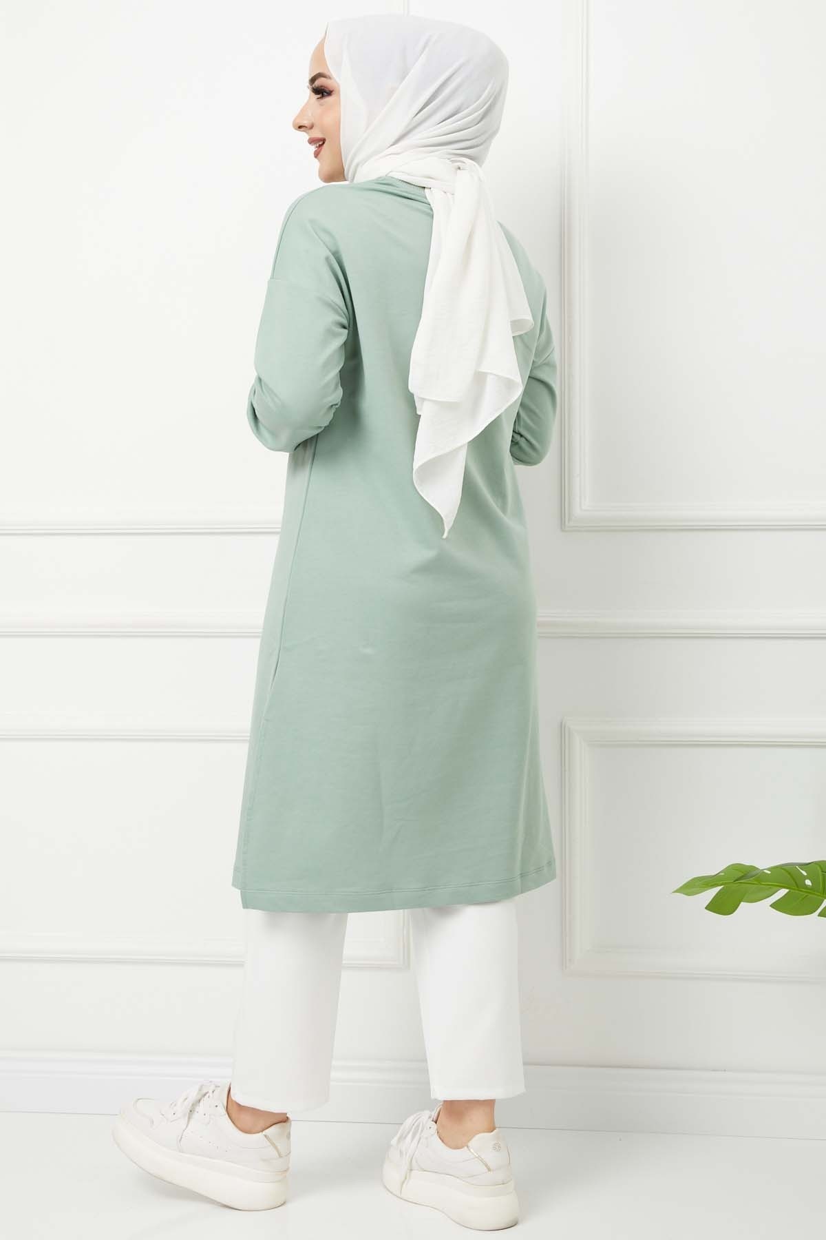 Baskılı Uzun Tunik - Yeşil