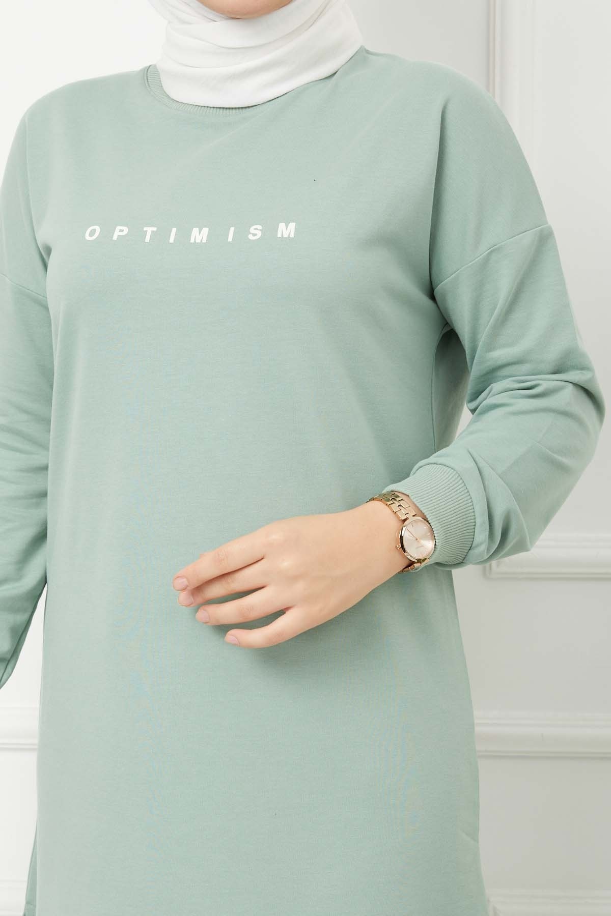 Baskılı Uzun Tunik - Yeşil