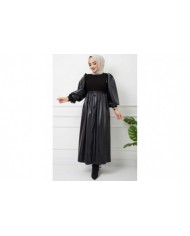 Deri Ve Triko Uyumlu Elbise