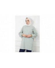 Kolu Büzgülü Tunik - Mint
