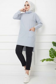 Balıkçı Yaka Cepli Tunik - Bebe Mavi