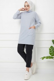 Balıkçı Yaka Cepli Tunik - Bebe Mavi