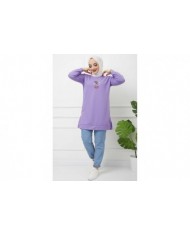 Skulent İşlemeli Tunik - Lila