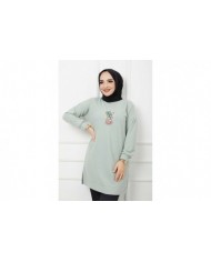 Skulent İşlemeli Tunik - Yeşil
