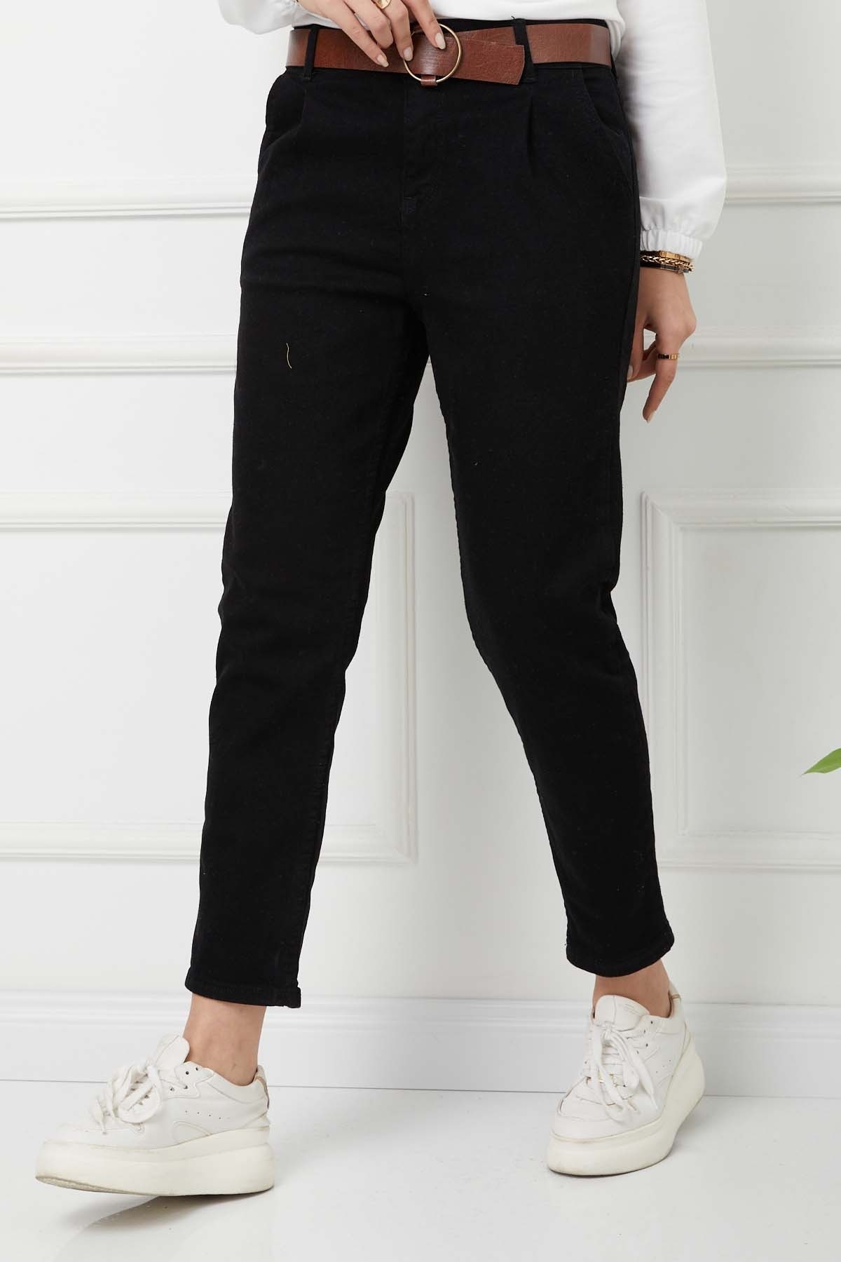 Flota Cep Kemerli Kot Pantolon - Siyah