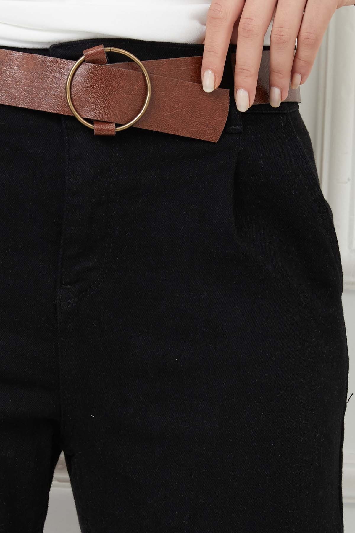 Flota Cep Kemerli Kot Pantolon - Siyah