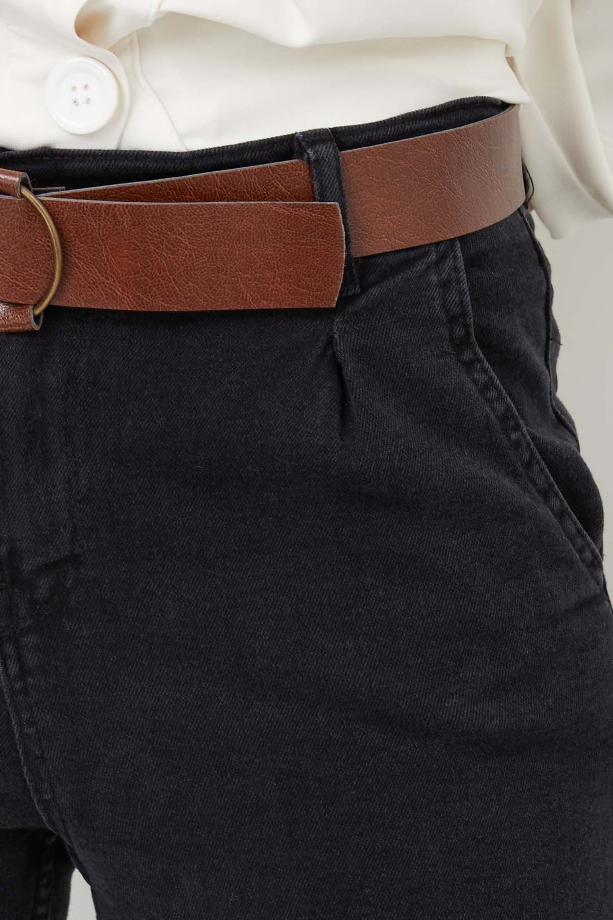 Flota Cep Kemerli Kot Pantolon - Füme