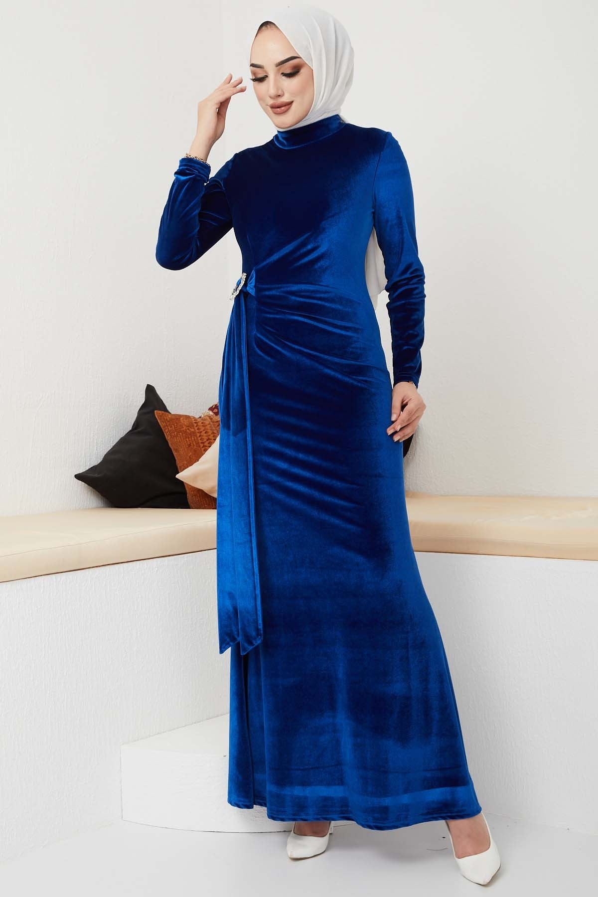 Kemerli Kadife Abiye - Sax