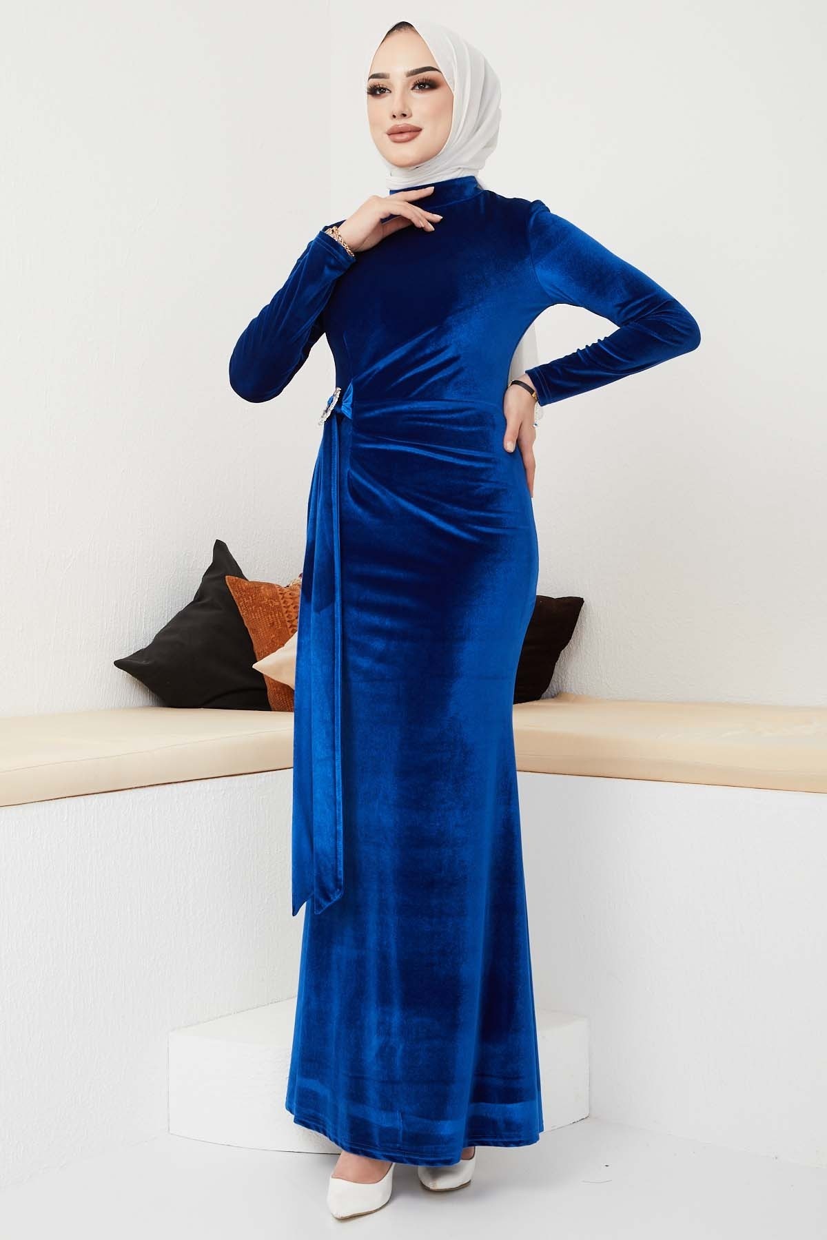 Kemerli Kadife Abiye - Sax