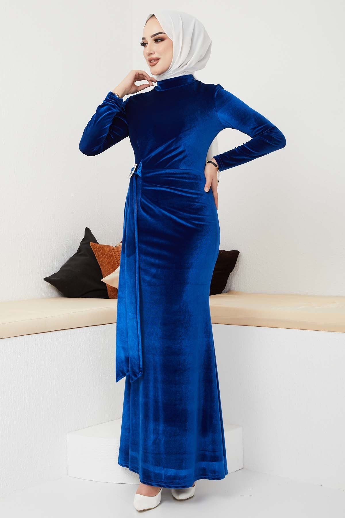 Kemerli Kadife Abiye - Sax