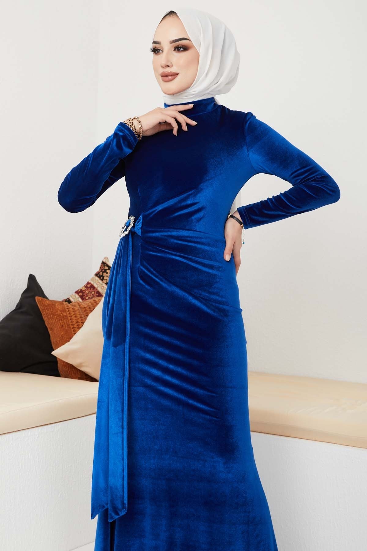 Kemerli Kadife Abiye - Sax